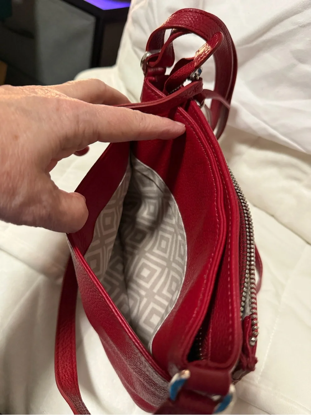 Women’s Brighton Lipstick Red Studded Crossbody Bag